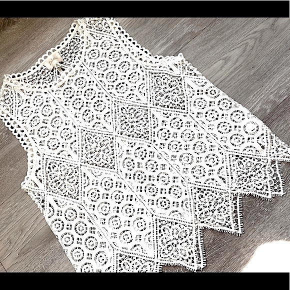 ANTHROPOLOGIE • DELETTA • White Embroidered Lace Cutout Tank Top • Size XS/S - Picture 14 of 15
